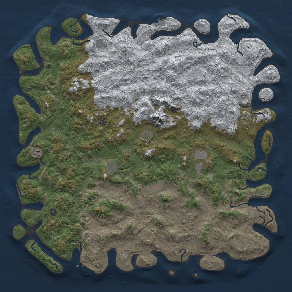 Rust Map: Procedural Map, Size: 6000, Seed: 729907235, 20 Monuments