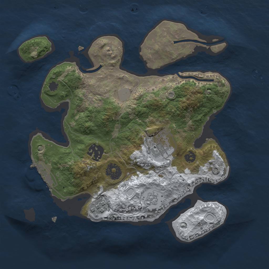 Rust Map: Procedural Map, Size: 2500, Seed: 1231934381, 10 Monuments
