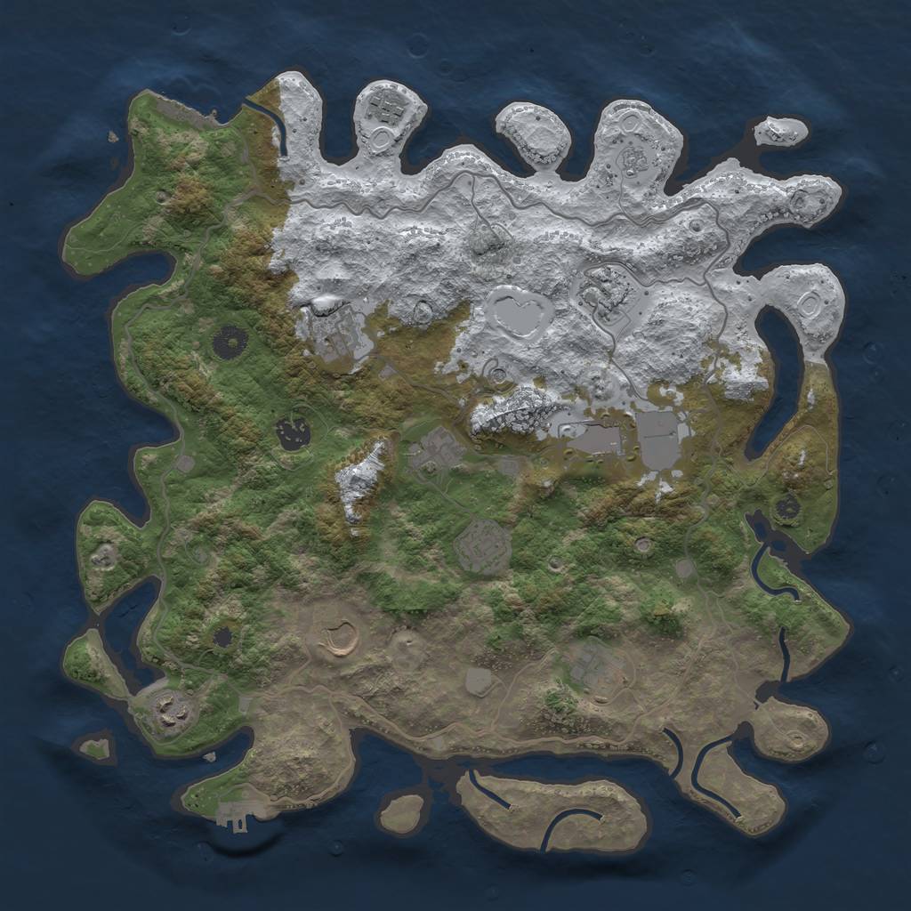 Rust Map: Procedural Map, Size: 4000, Seed: 34276556, 19 Monuments