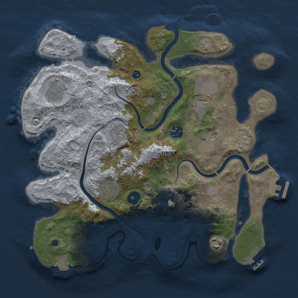 Rust Map: Procedural Map, Size: 3500, Seed: 457780283, 14 Monuments