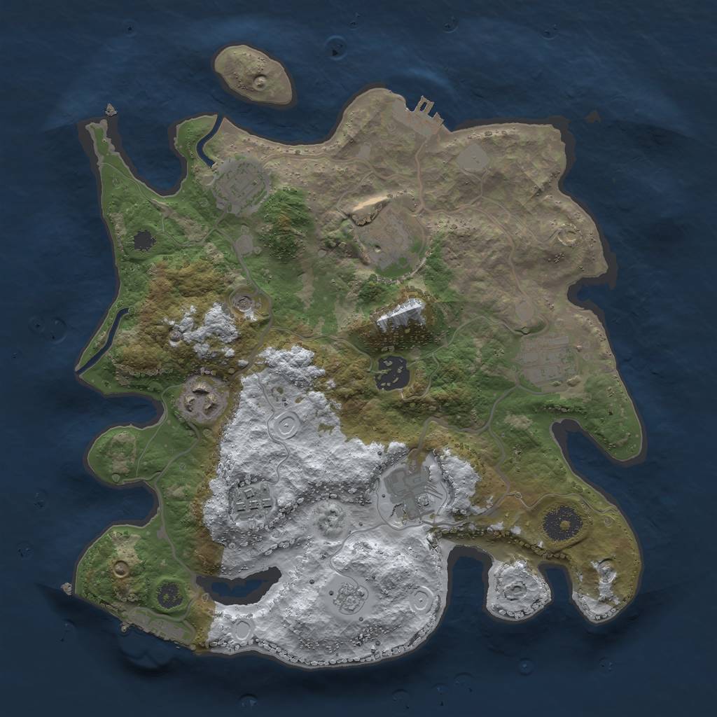 Rust Map: Procedural Map, Size: 3000, Seed: 519727935, 16 Monuments