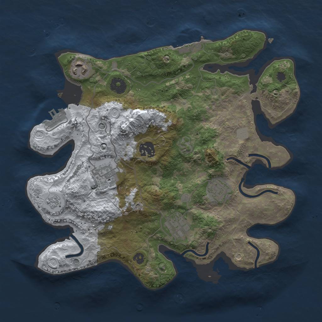Rust Map: Procedural Map, Size: 3000, Seed: 654615, 14 Monuments