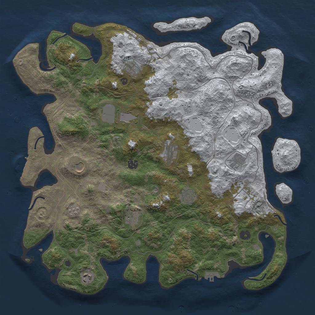Rust Map: Procedural Map, Size: 4500, Seed: 1152464955, 19 Monuments