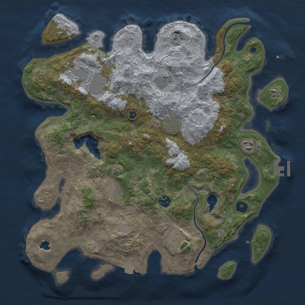 Rust Map: Procedural Map, Size: 4000, Seed: 1008162564, 13 Monuments