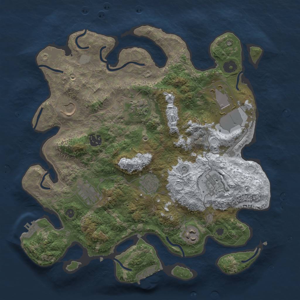 Rust Map: Procedural Map, Size: 3500, Seed: 199444282, 16 Monuments
