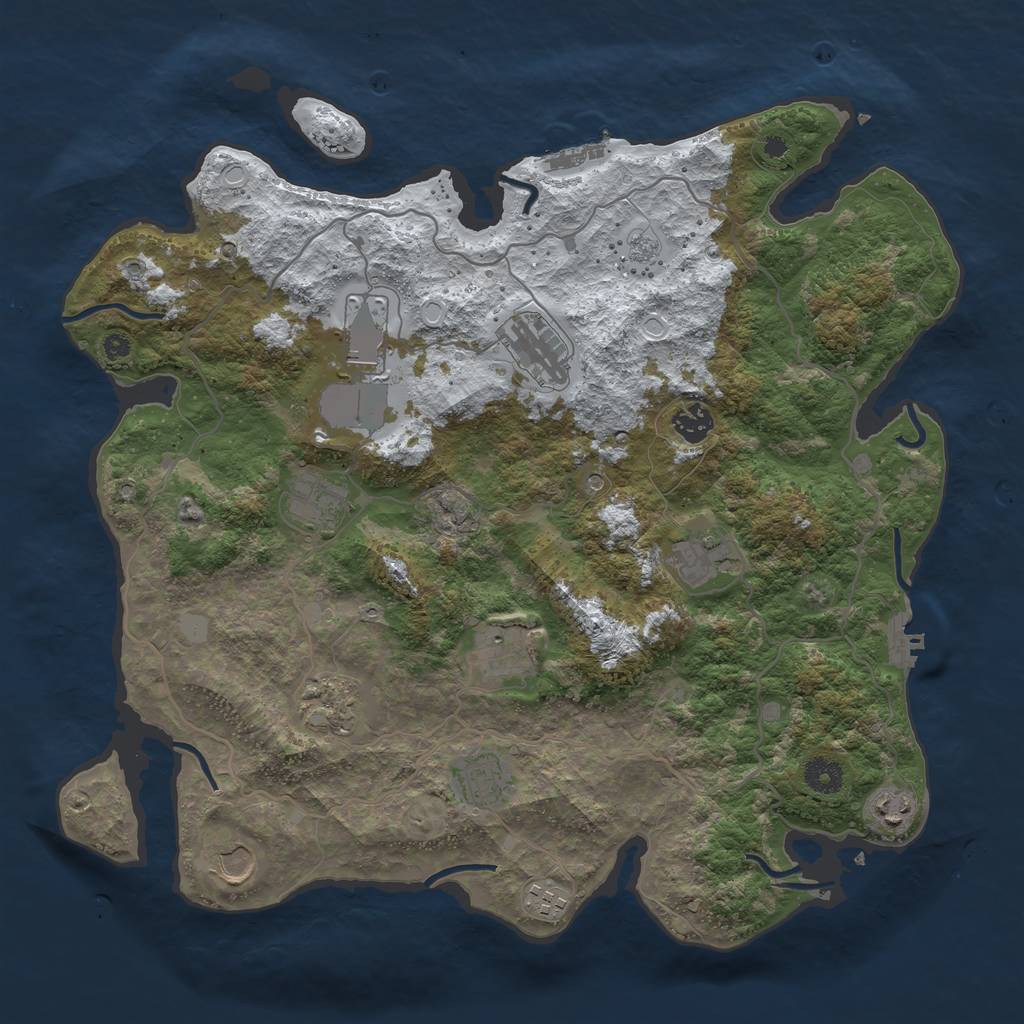 Rust Map: Procedural Map, Size: 4000, Seed: 689888, 20 Monuments