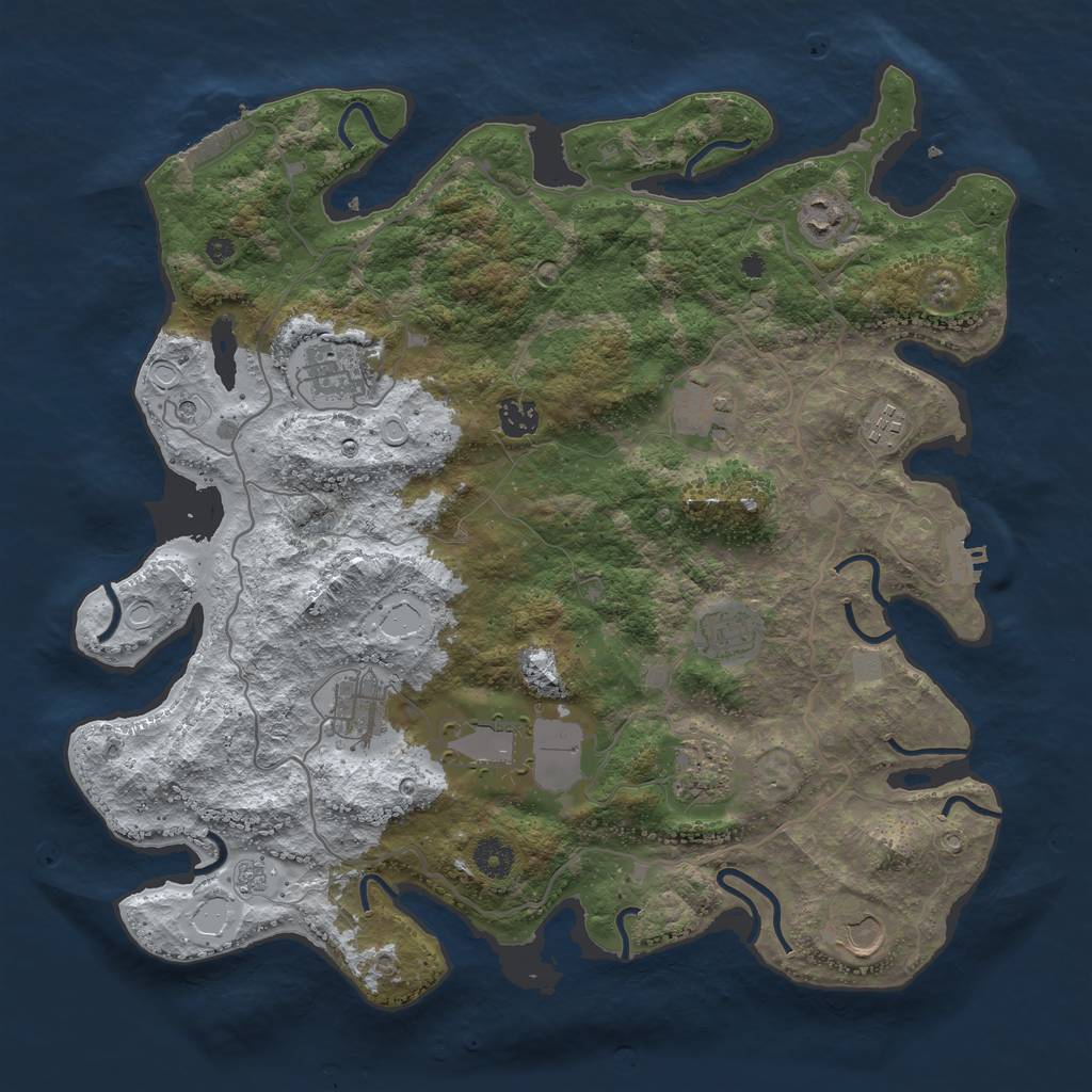 Rust Map: Procedural Map, Size: 4000, Seed: 654615, 19 Monuments