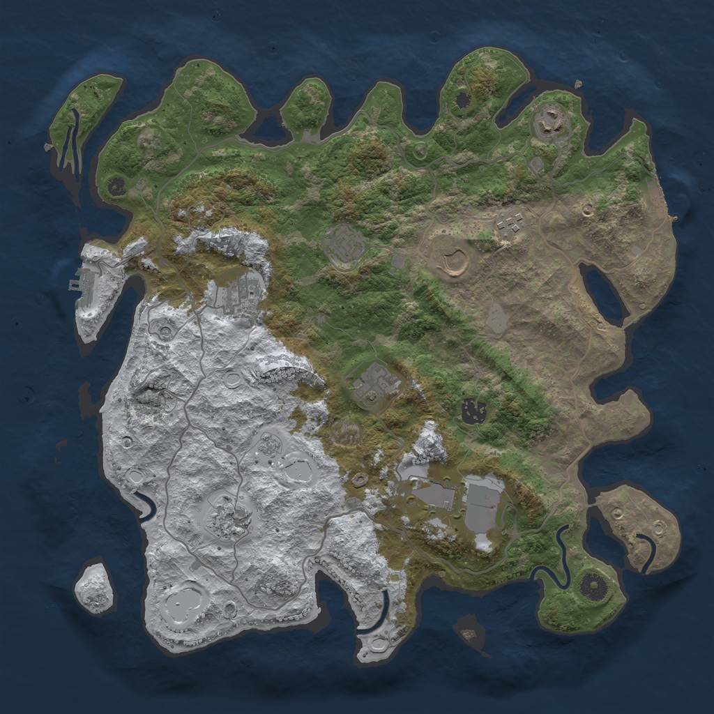 Rust Map: Procedural Map, Size: 4000, Seed: 346785445, 18 Monuments