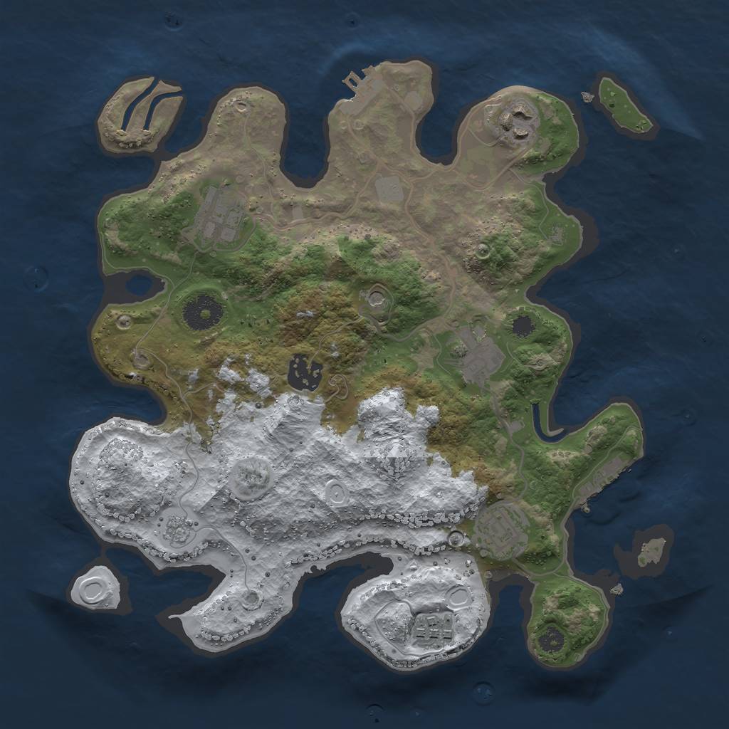 Rust Map: Procedural Map, Size: 3000, Seed: 1892351814, 15 Monuments