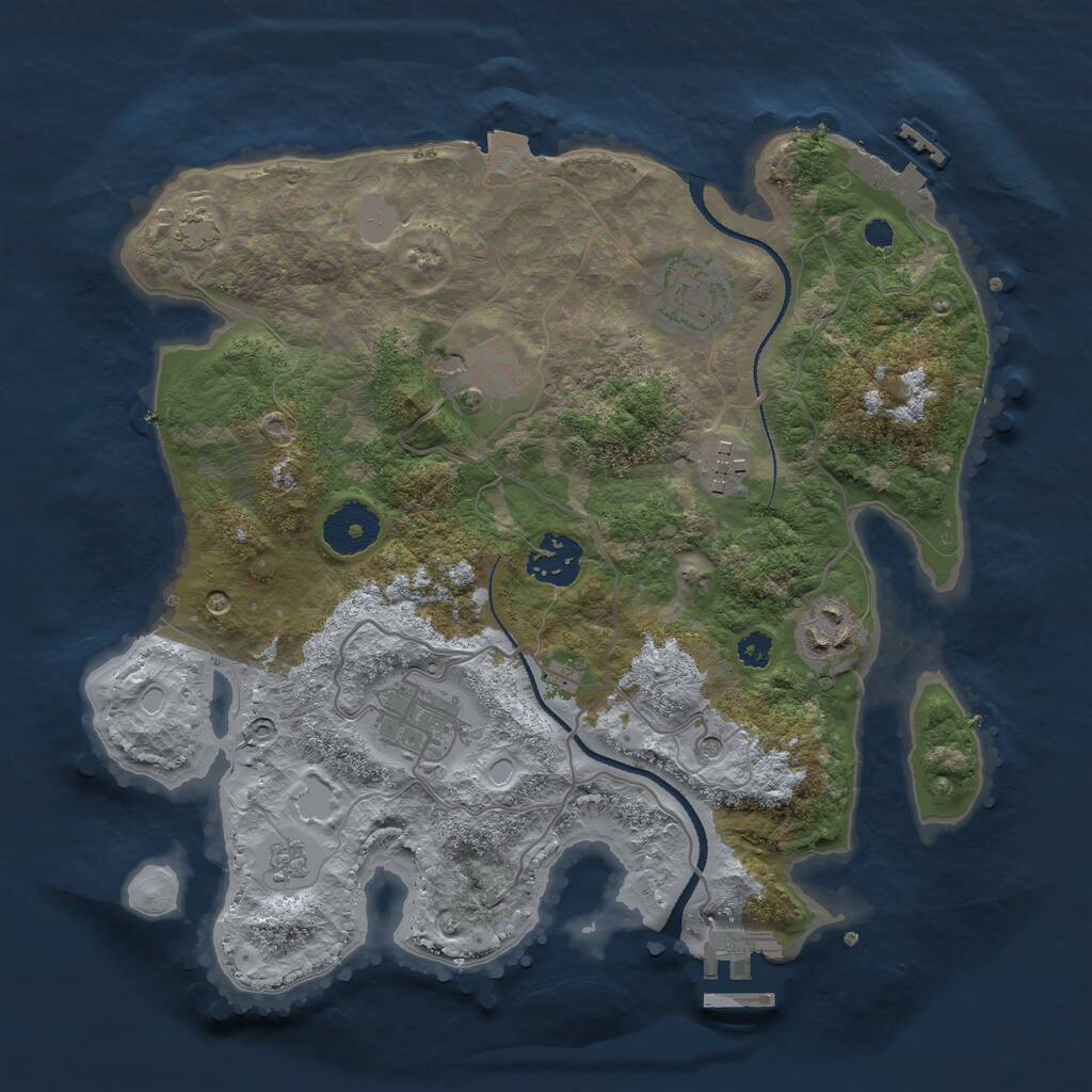 Rust Map: Procedural Map, Size: 3100, Seed: 7, 12 Monuments