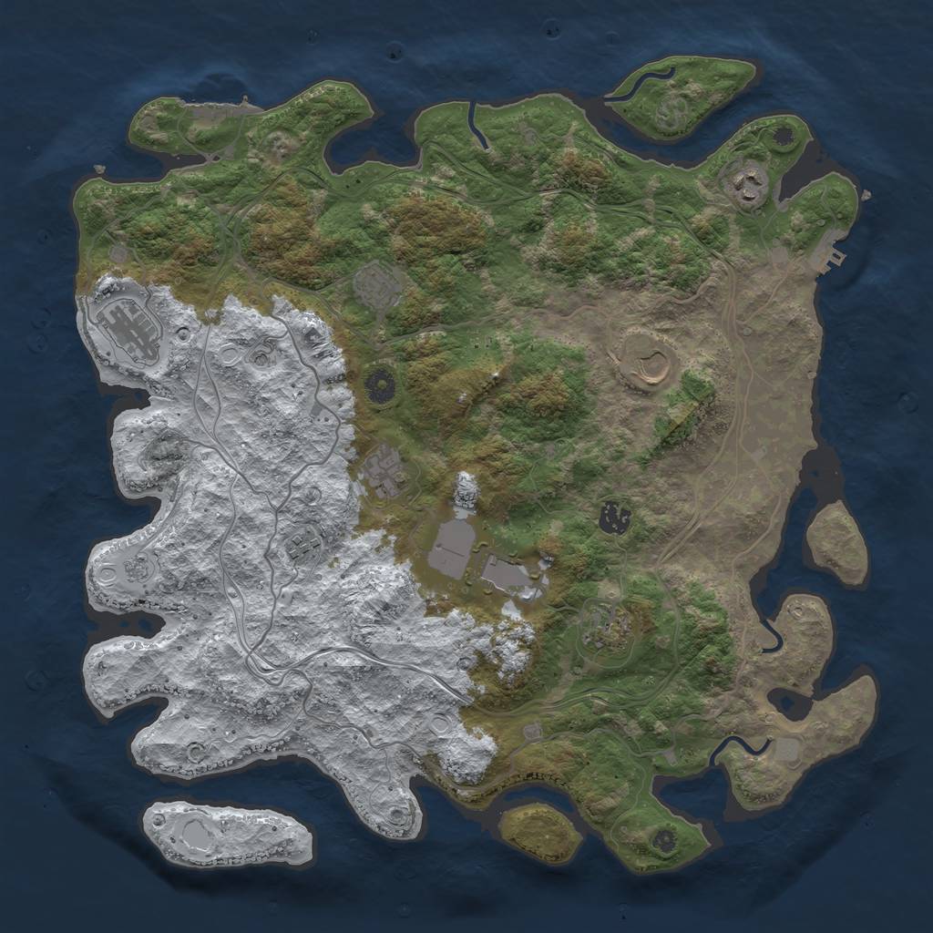 Rust Map: Procedural Map, Size: 4300, Seed: 893623028, 18 Monuments