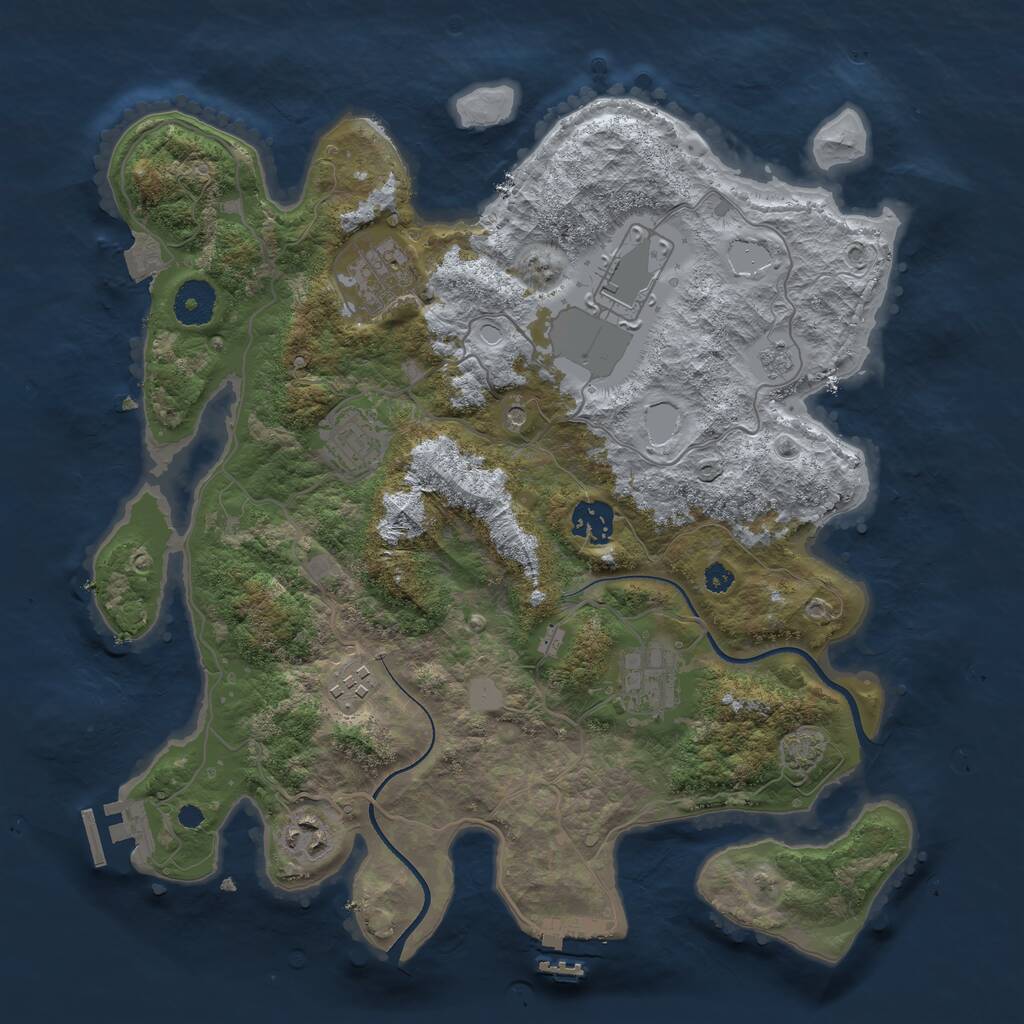 Rust Map: Procedural Map, Size: 3500, Seed: 464732270, 13 Monuments