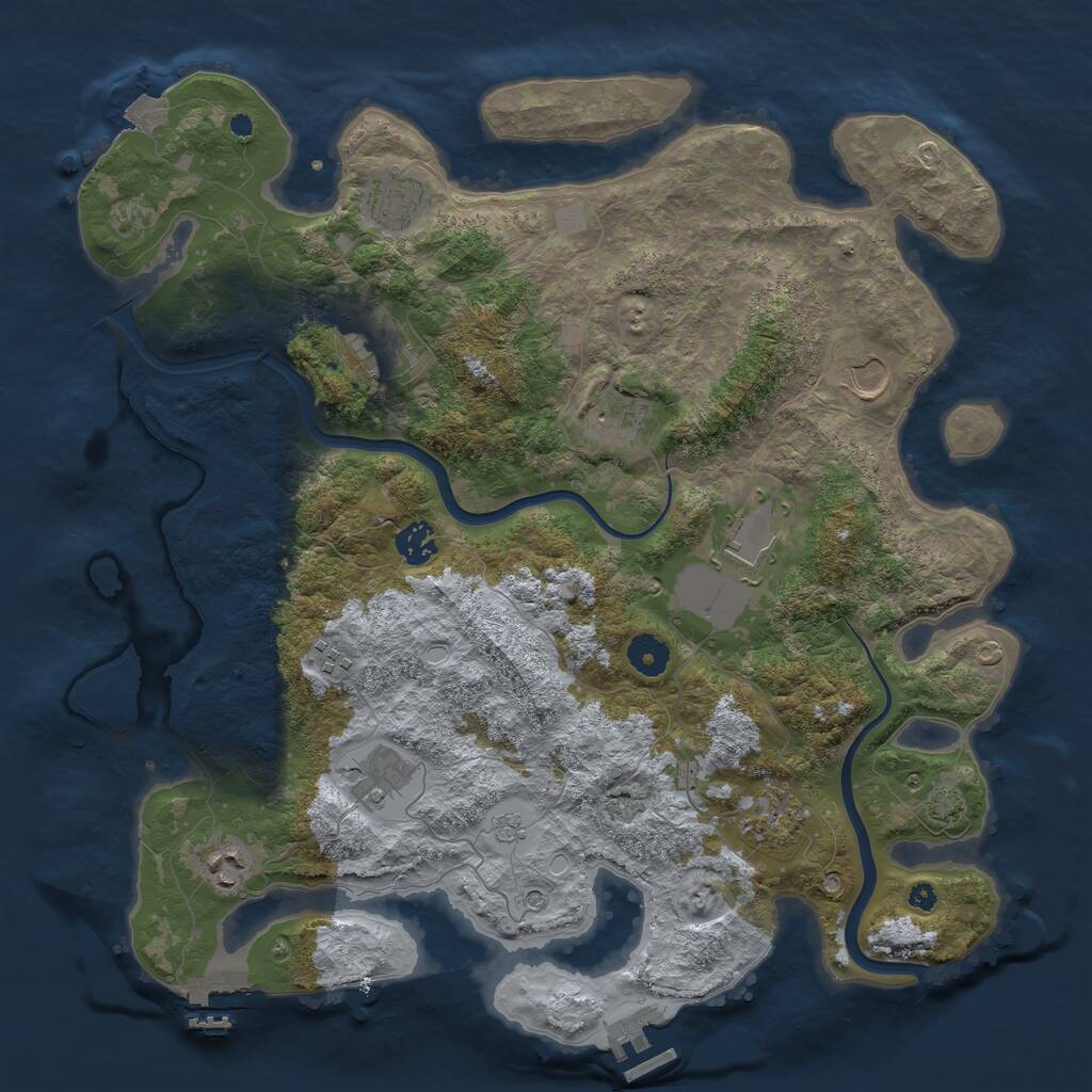 Rust Map: Procedural Map, Size: 3950, Seed: 141921705, 16 Monuments