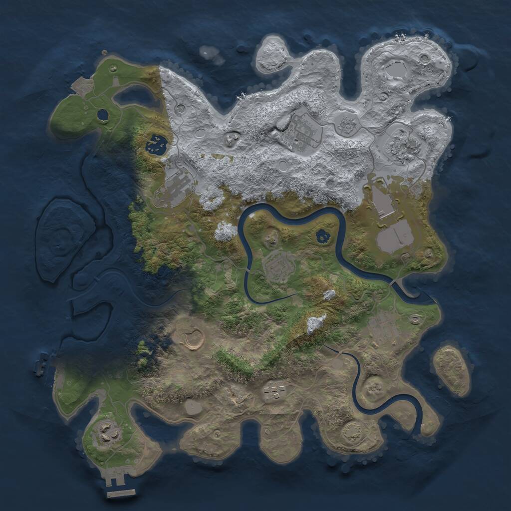 Rust Map: Procedural Map, Size: 3650, Seed: 2147483645, 16 Monuments