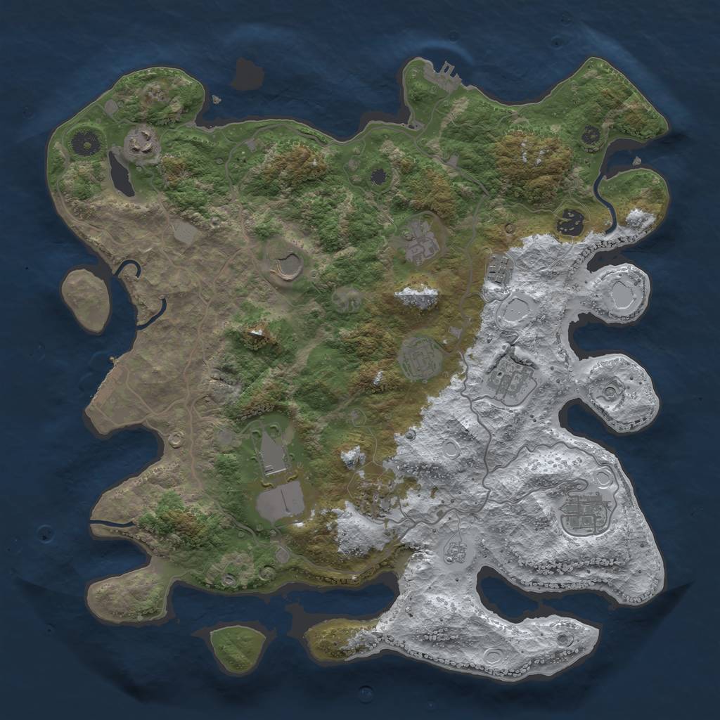Rust Map: Procedural Map, Size: 4000, Seed: 310519, 19 Monuments