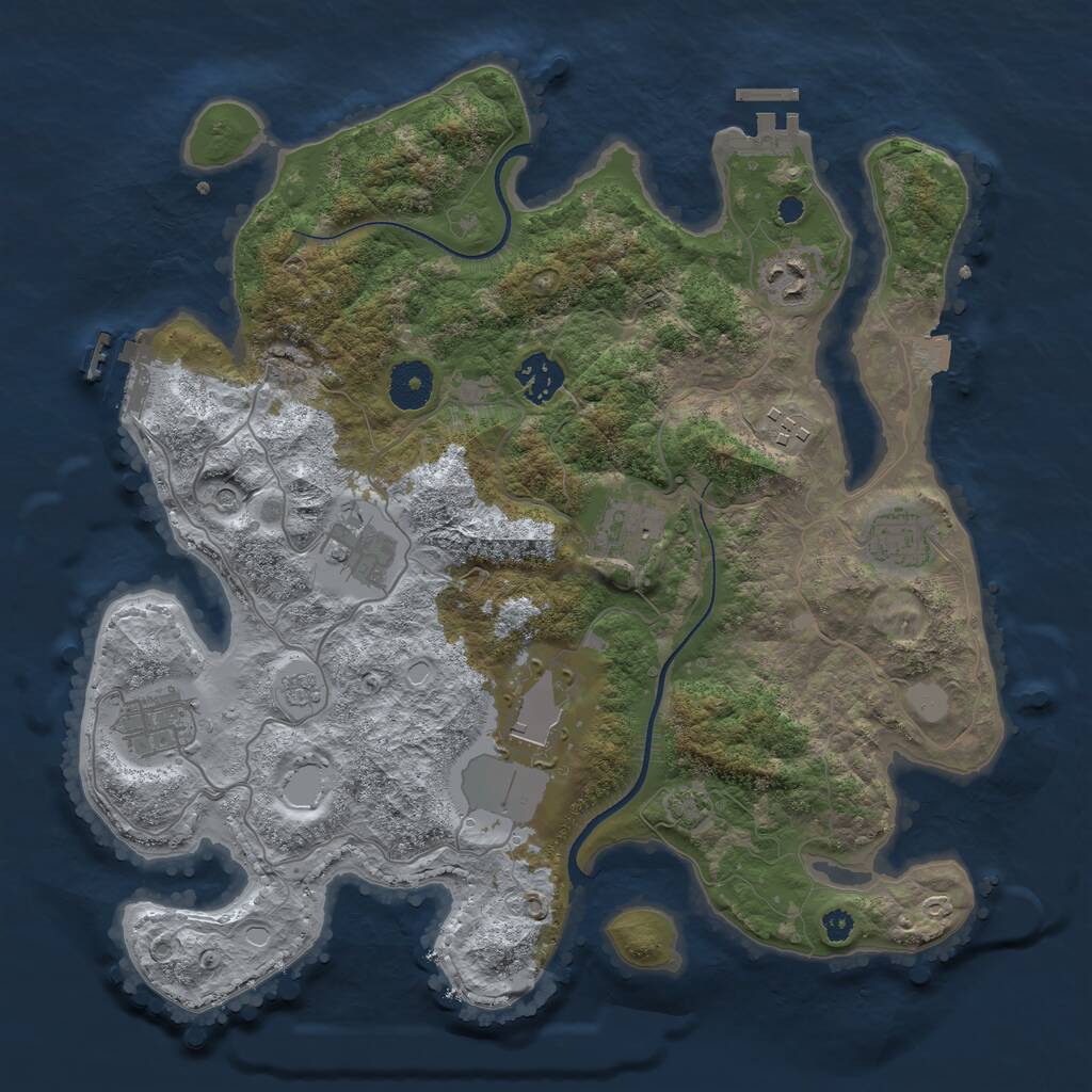Rust Map: Procedural Map, Size: 3500, Seed: 939248301, 14 Monuments