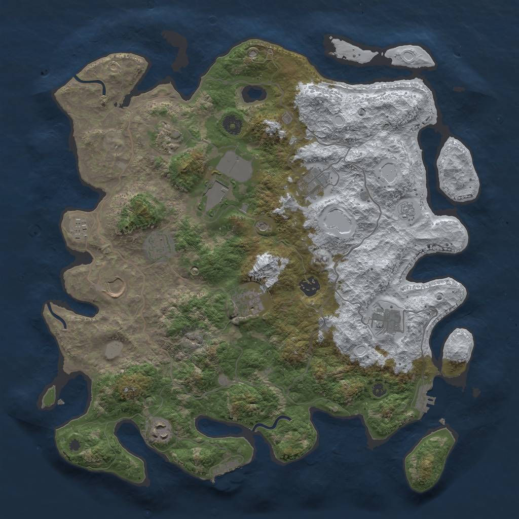 Rust Map: Procedural Map, Size: 4000, Seed: 1729601648, 19 Monuments