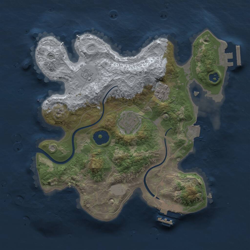 Rust Map: Procedural Map, Size: 2500, Seed: 635855, 6 Monuments