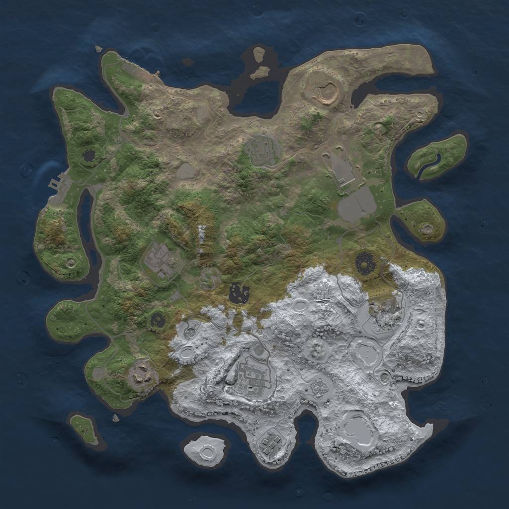 Rust Map: Procedural Map, Size: 3500, Seed: 1748049191, 18 Monuments