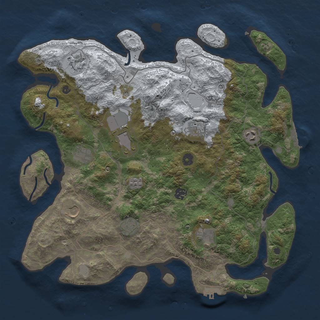Rust Map: Procedural Map, Size: 4000, Seed: 870736, 19 Monuments