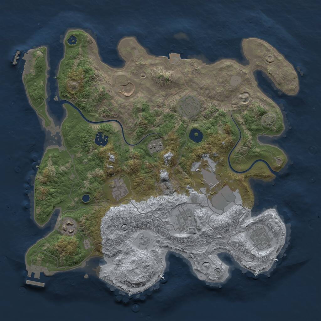 Rust Map: Procedural Map, Size: 3500, Seed: 129579, 14 Monuments