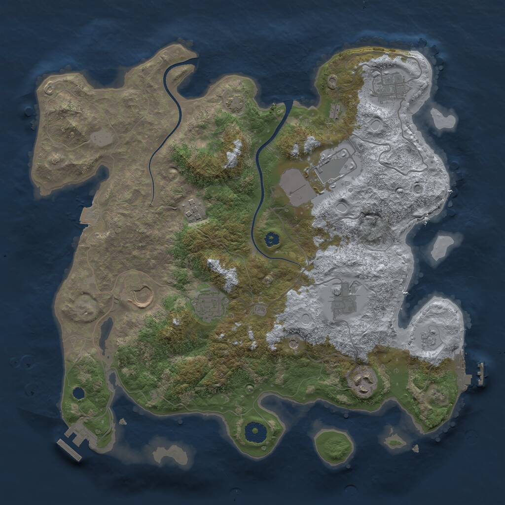 Rust Map: Procedural Map, Size: 3500, Seed: 4329876, 13 Monuments