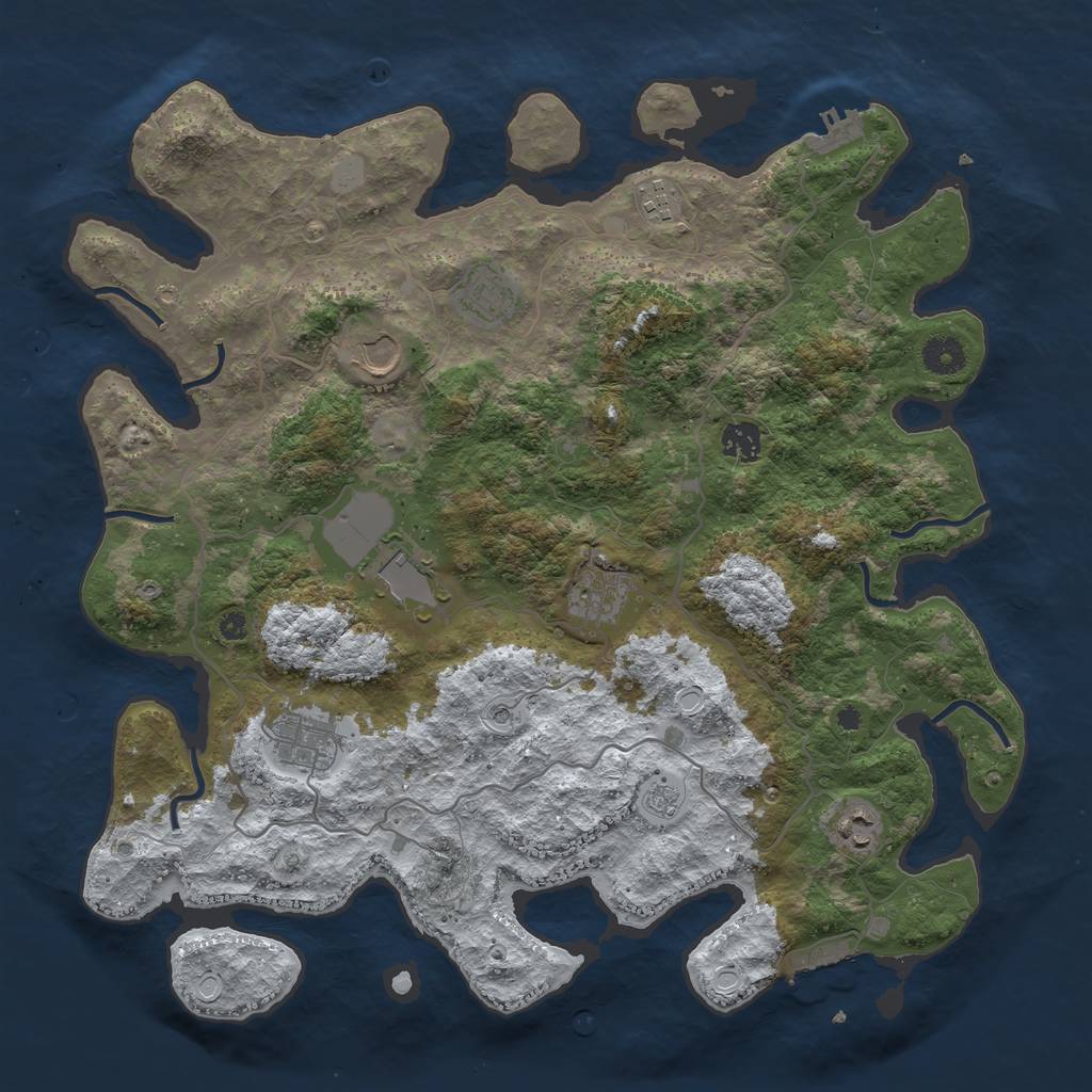 Rust Map: Procedural Map, Size: 4000, Seed: 307341, 17 Monuments