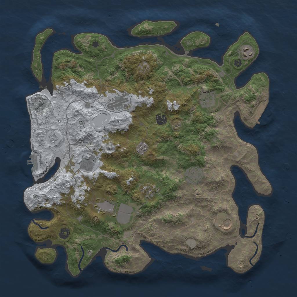 Rust Map: Procedural Map, Size: 4000, Seed: 1222945, 19 Monuments