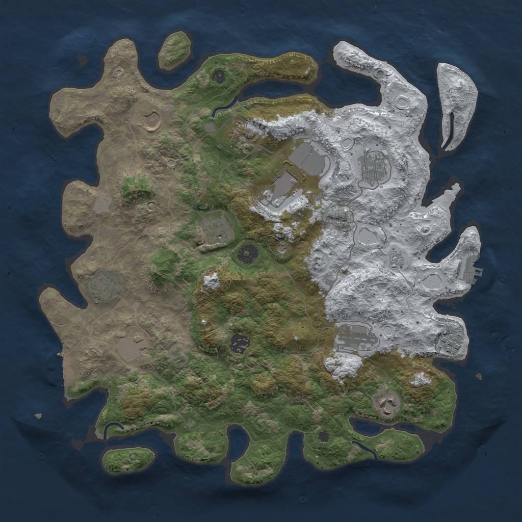 Rust Map: Procedural Map, Size: 3950, Seed: 1023771086, 20 Monuments