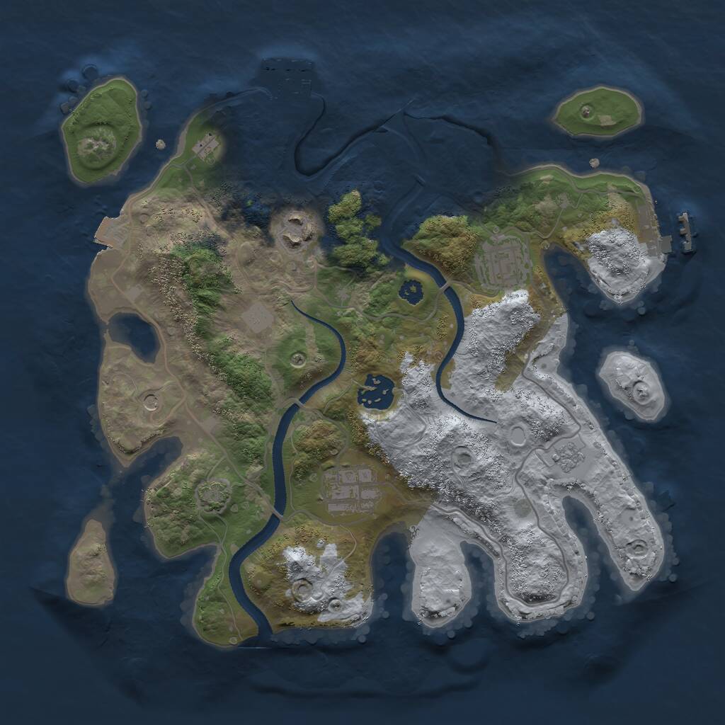 Rust Map: Procedural Map, Size: 3000, Seed: 20520, 10 Monuments