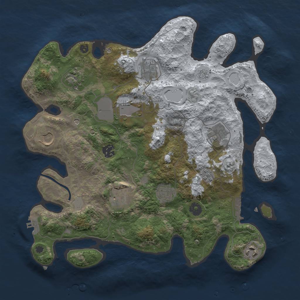 Rust Map: Procedural Map, Size: 3500, Seed: 616228304, 19 Monuments