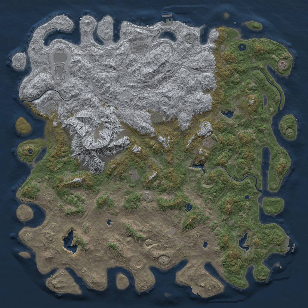 Rust Map: Procedural Map, Size: 6000, Seed: 32625833, 17 Monuments