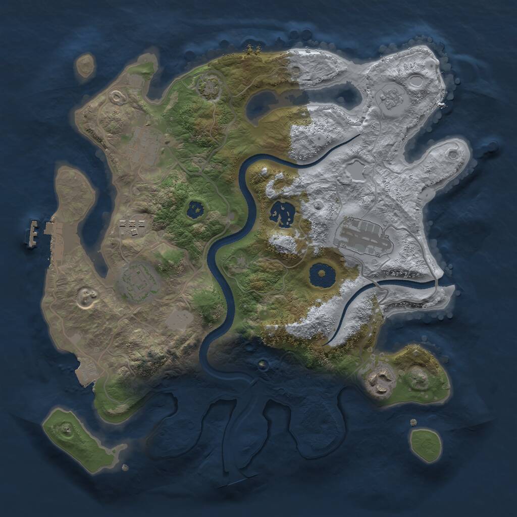 Rust Map: Procedural Map, Size: 3000, Seed: 16196, 10 Monuments