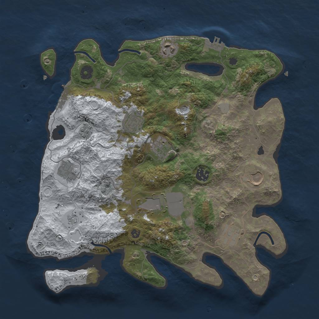 Rust Map: Procedural Map, Size: 3500, Seed: 1540688204, 18 Monuments