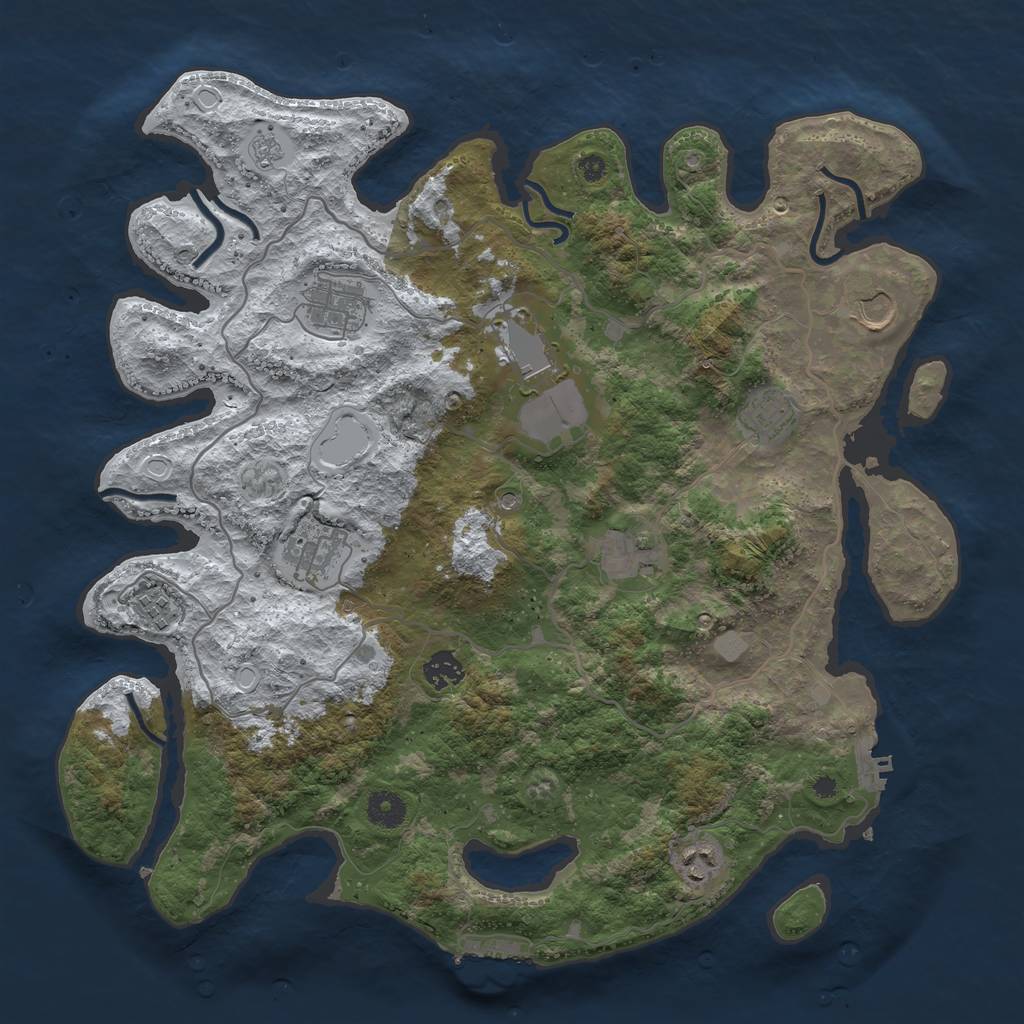Rust Map: Procedural Map, Size: 4000, Seed: 571349, 18 Monuments