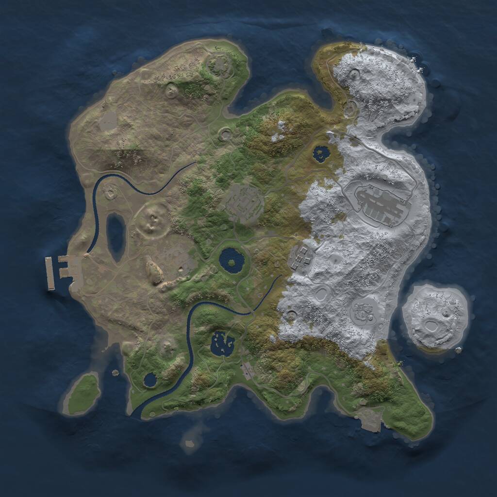 Rust Map: Procedural Map, Size: 3000, Seed: 1049, 9 Monuments
