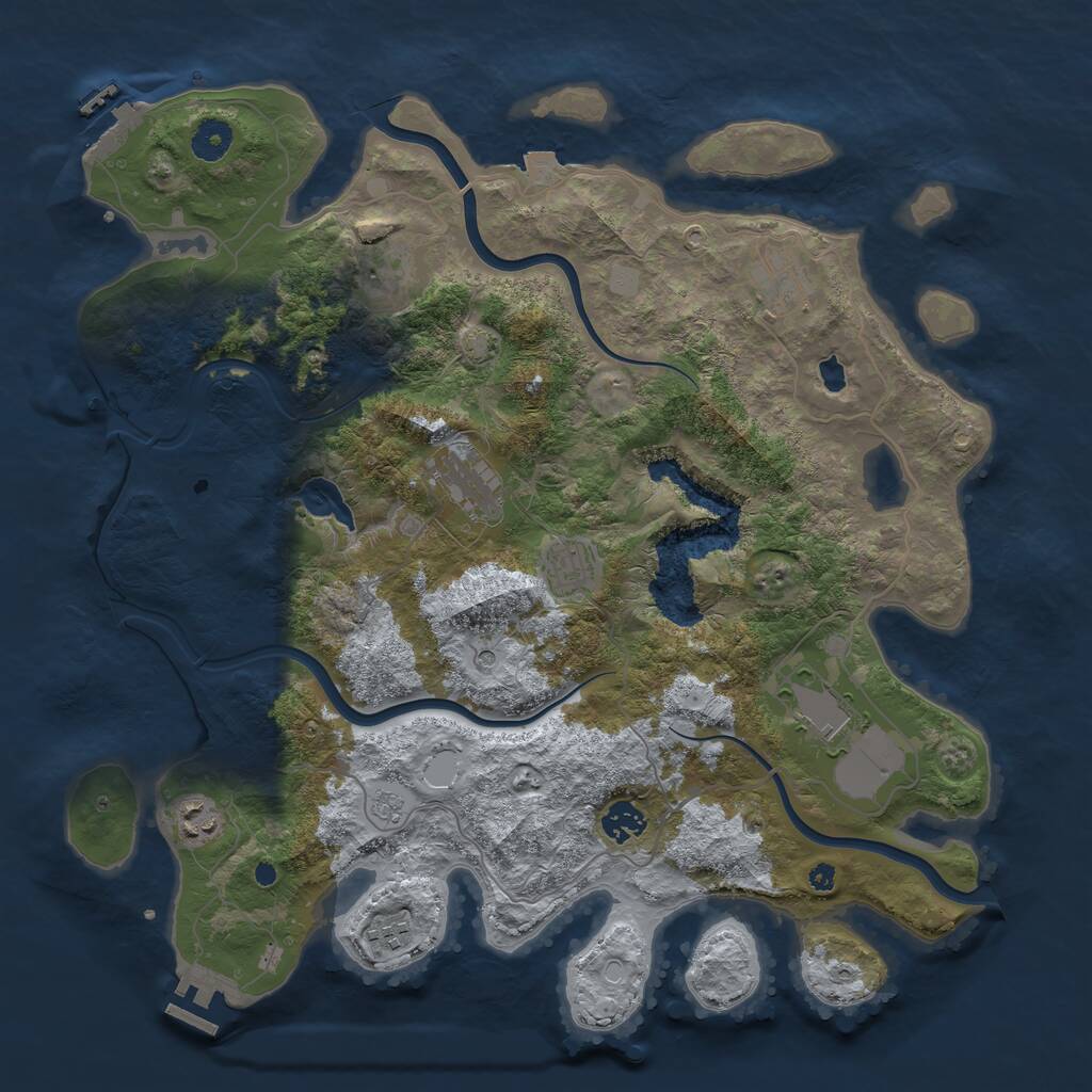 Rust Map: Procedural Map, Size: 4000, Seed: 297103, 14 Monuments