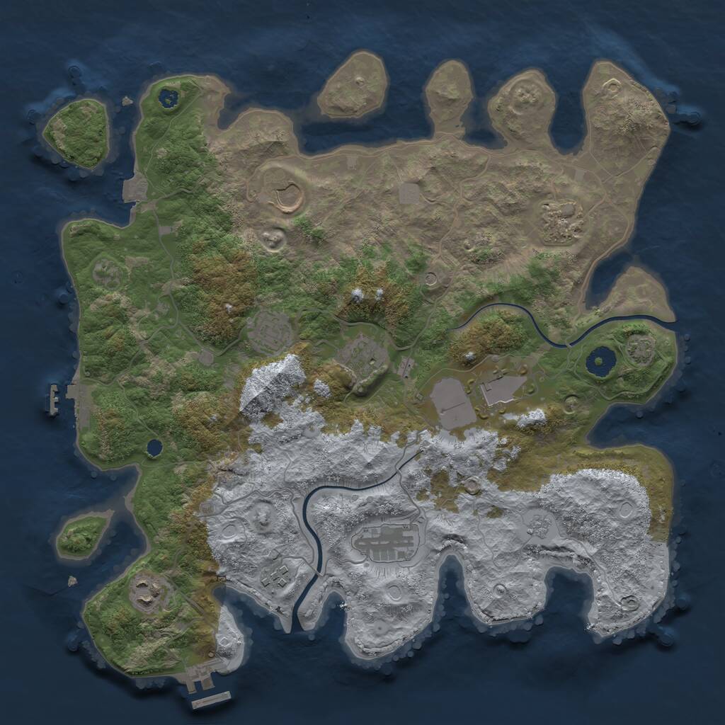 Rust Map: Procedural Map, Size: 3700, Seed: 1438515513, 14 Monuments
