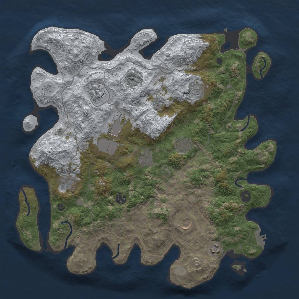 Rust Map: Procedural Map, Size: 4000, Seed: 21349, 18 Monuments