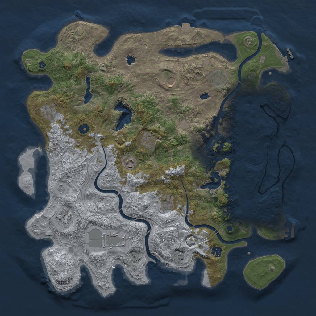 Rust Map: Procedural Map, Size: 4500, Seed: 1067930453, 16 Monuments