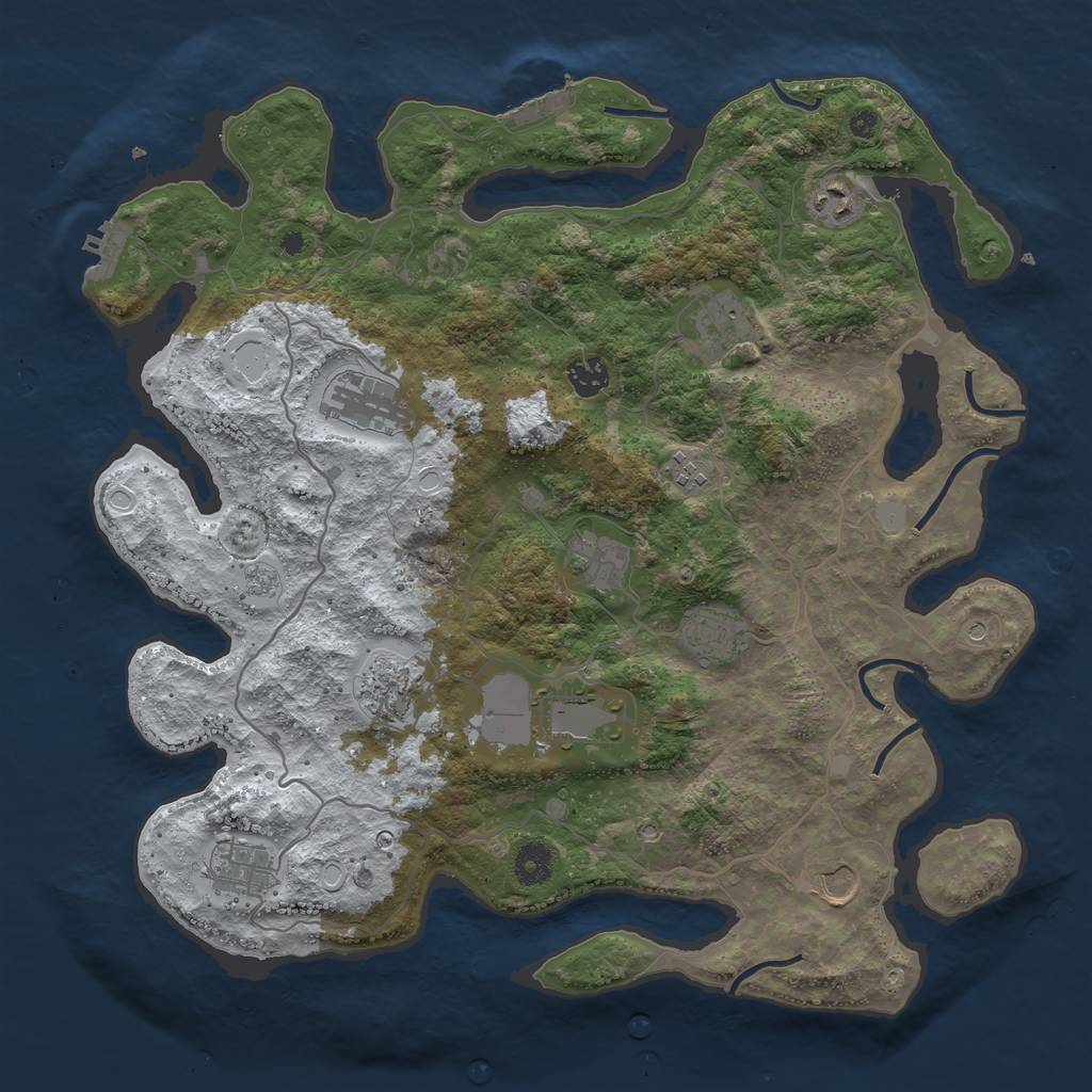 Rust Map: Procedural Map, Size: 4000, Seed: 437524, 20 Monuments