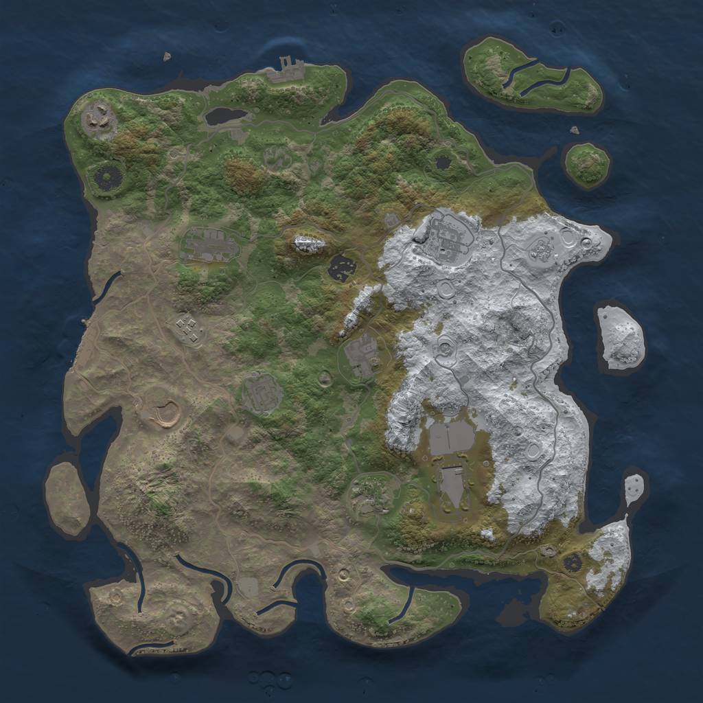 Rust Map: Procedural Map, Size: 4000, Seed: 74483807, 19 Monuments