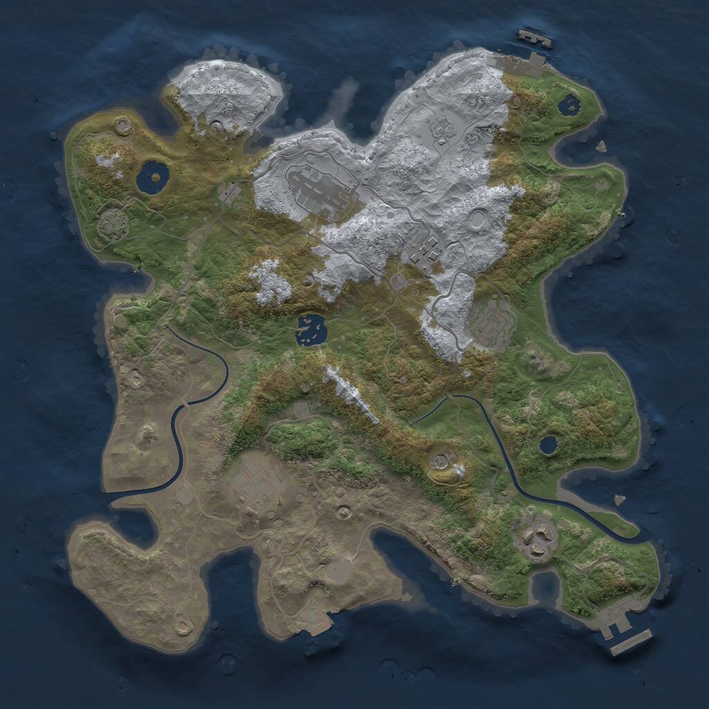 Rust Map: Procedural Map, Size: 3250, Seed: 1459660694, 12 Monuments