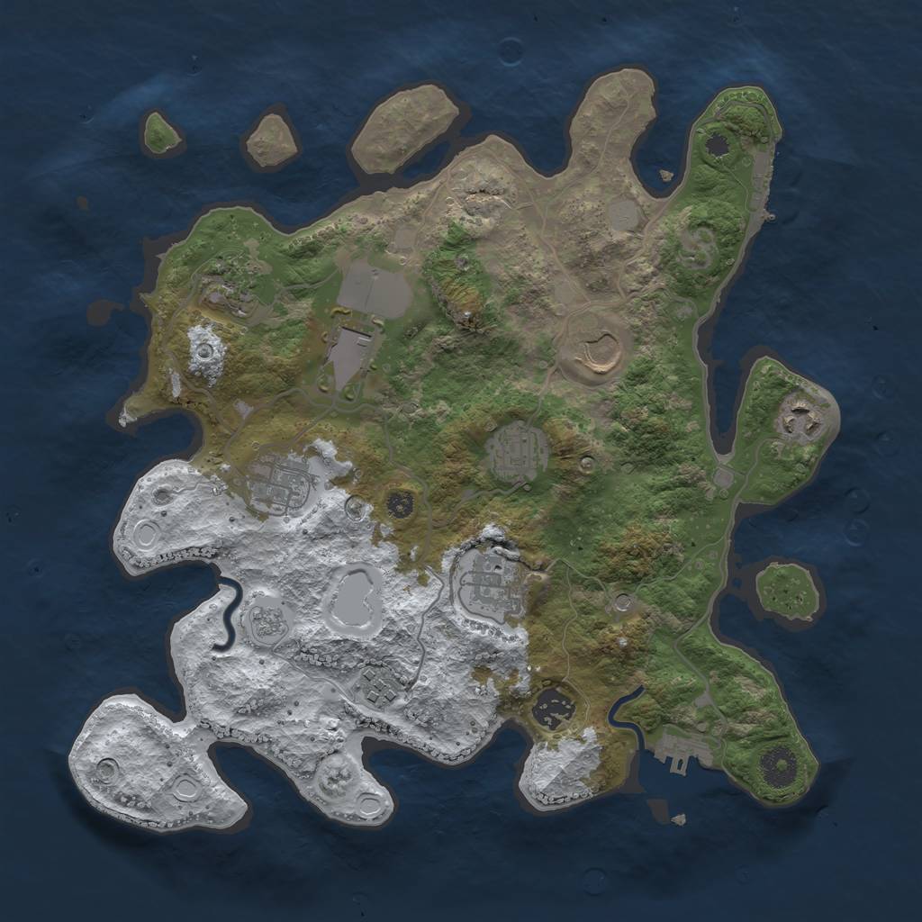 Rust Map: Procedural Map, Size: 3500, Seed: 1121, 18 Monuments