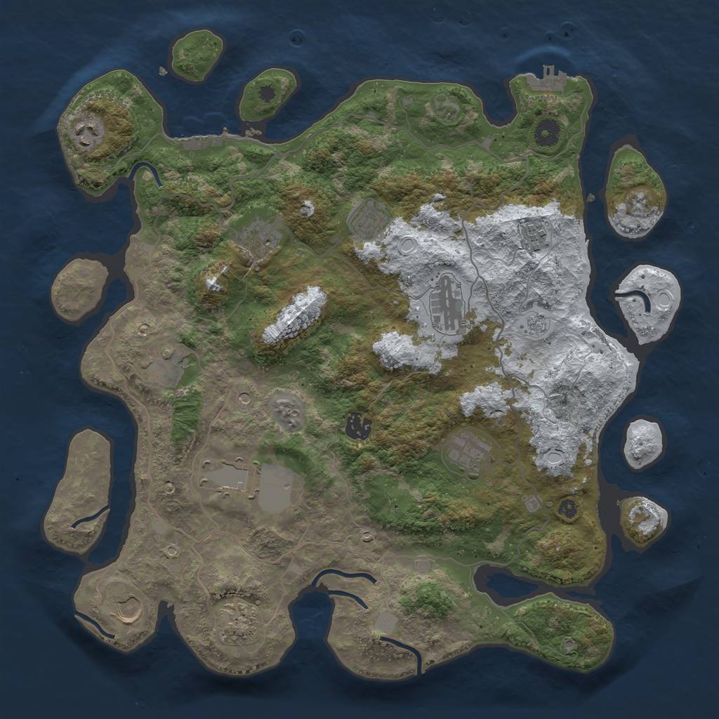 Rust Map: Procedural Map, Size: 4000, Seed: 1734019132, 20 Monuments