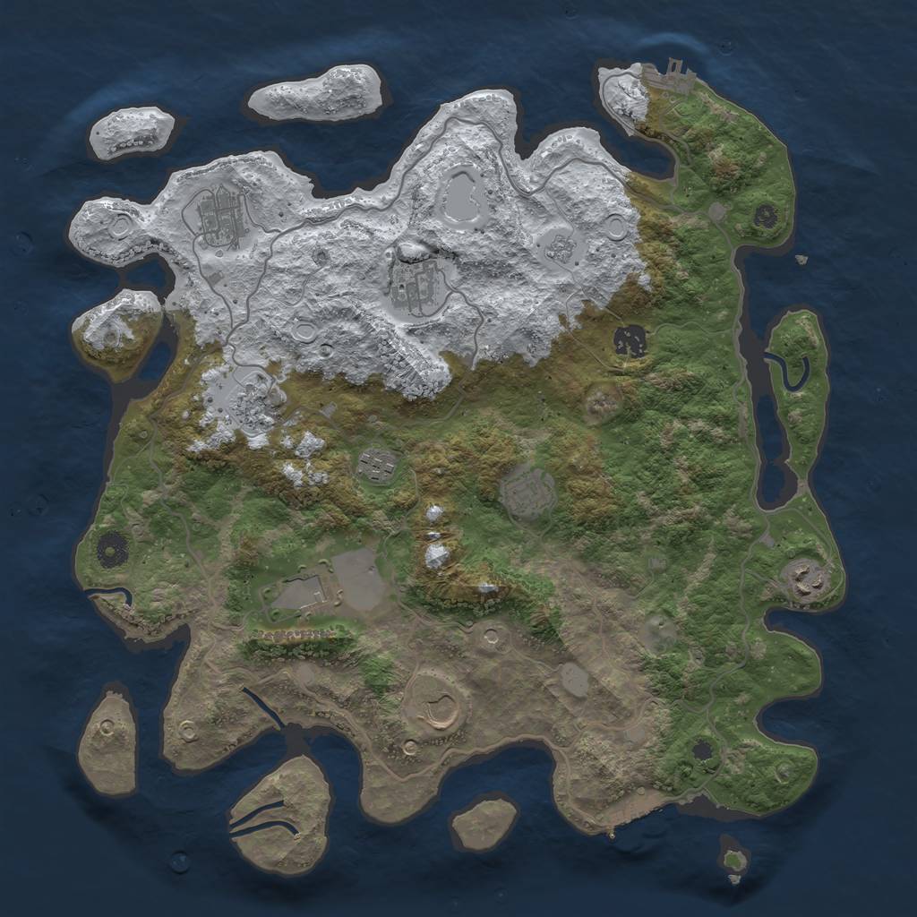 Rust Map: Procedural Map, Size: 4000, Seed: 417134, 18 Monuments