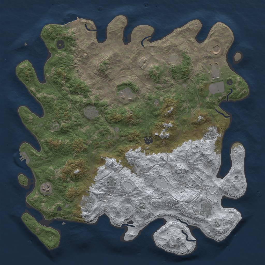 Rust Map: Procedural Map, Size: 4500, Seed: 2064253132, 19 Monuments