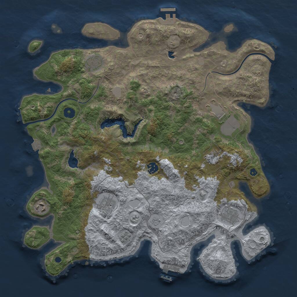 Rust Map: Procedural Map, Size: 4000, Seed: 684678035, 14 Monuments