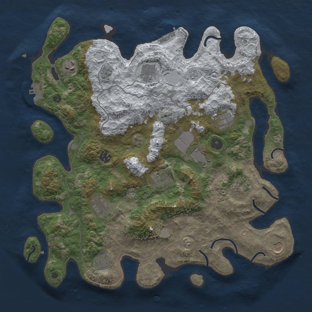 Rust Map: Procedural Map, Size: 4000, Seed: 1188393325, 20 Monuments