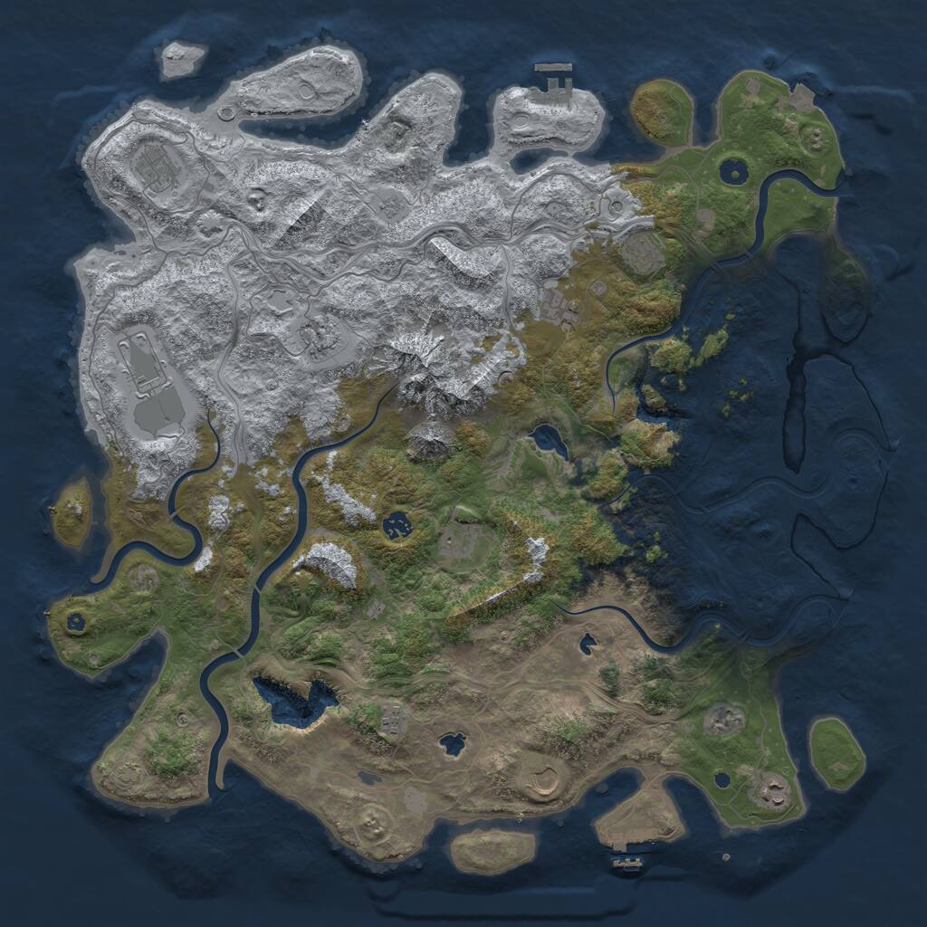 Rust Map: Procedural Map, Size: 5000, Seed: 64323567, 16 Monuments